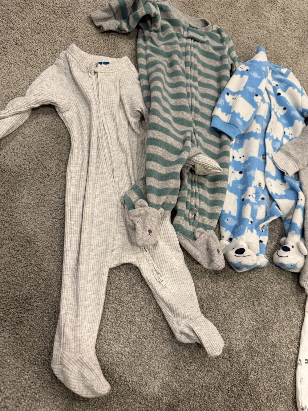 Carter's Mixed Baby Footie Pajama Set - Gray, Green, Blue, White